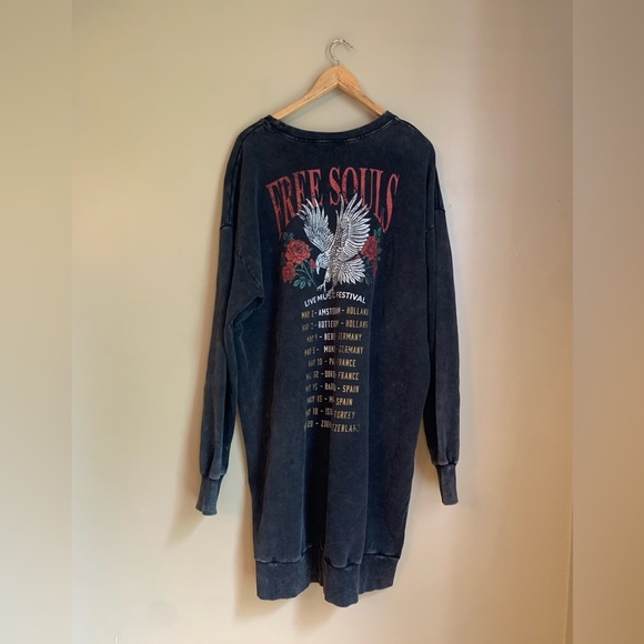 Fashion Nova sweatshirt dress oversized long free souls music festival graphics - Picture 1 of 11
